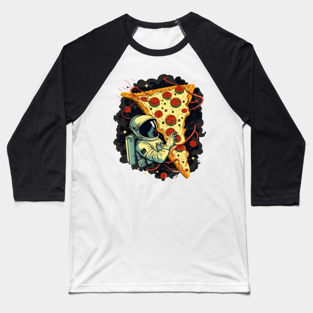 Astronaut with Pizza in Space Baseball T-Shirt by K3rst